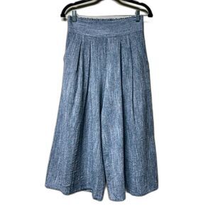 MISA LOS ANGELES Blue Cotton High Rise Cropped Wide Leg Pull-On Pants, Sz XS